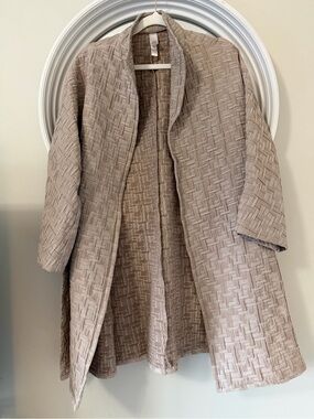 MarlaWynne Taupe-Textured Open Front Coat